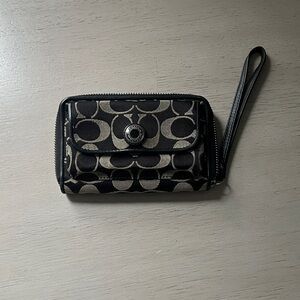 Coach Black and Gold Wristlet Clutch